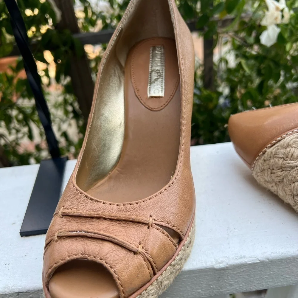 Banana Republic Tan Leather Wedge Peep-Toe